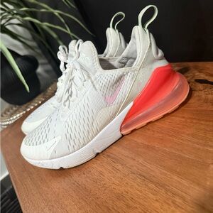 Nike Women's Air Max 270 White and Coral Sneakers